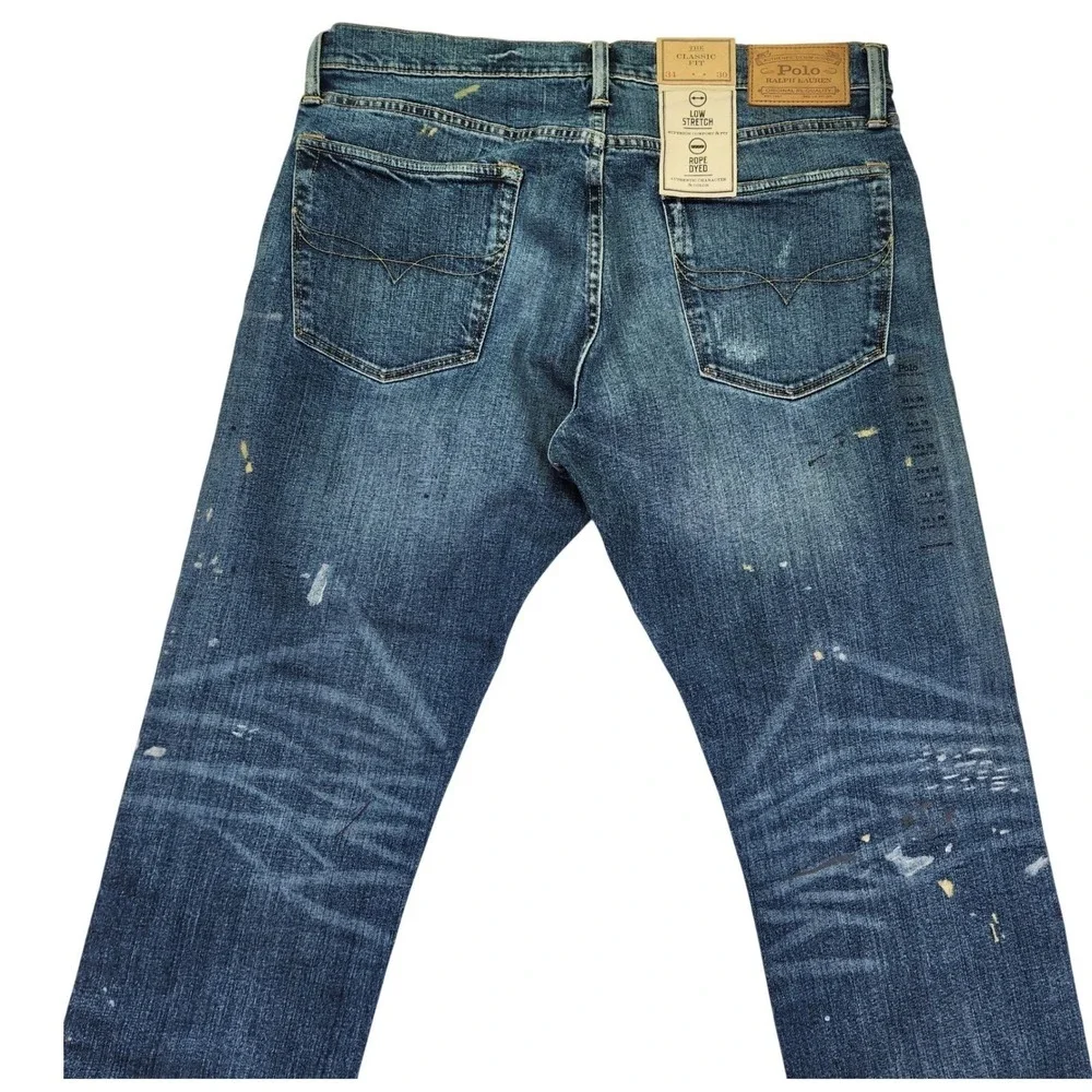 NWT Polo Ralph Lauren Classic Fit Paint Splatter Jeans 34x29 Button‎ Fly